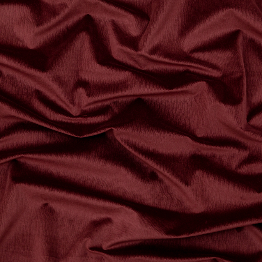 British Imported Claret Short Piled Patterned Velvet | Mood Fabrics
