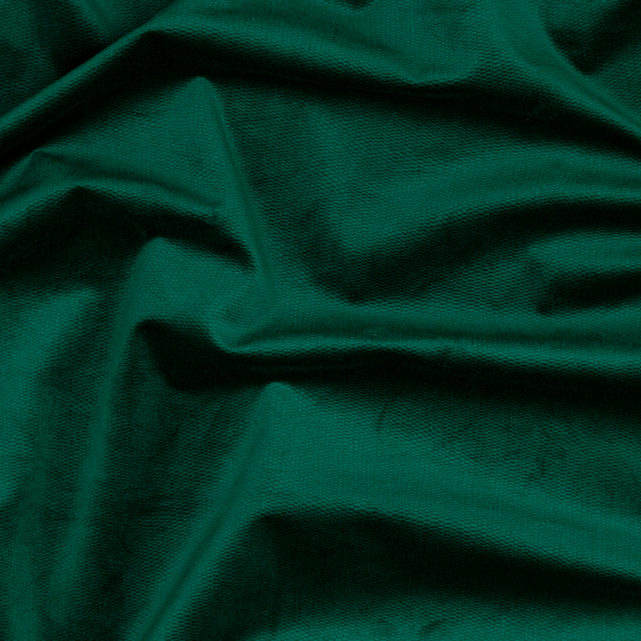 British Imported Emerald Short Piled Patterned Velvet | Mood Fabrics