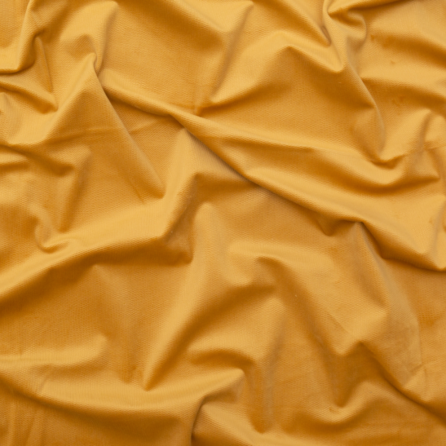 British Imported Ochre Short Piled Patterned Velvet | Mood Fabrics