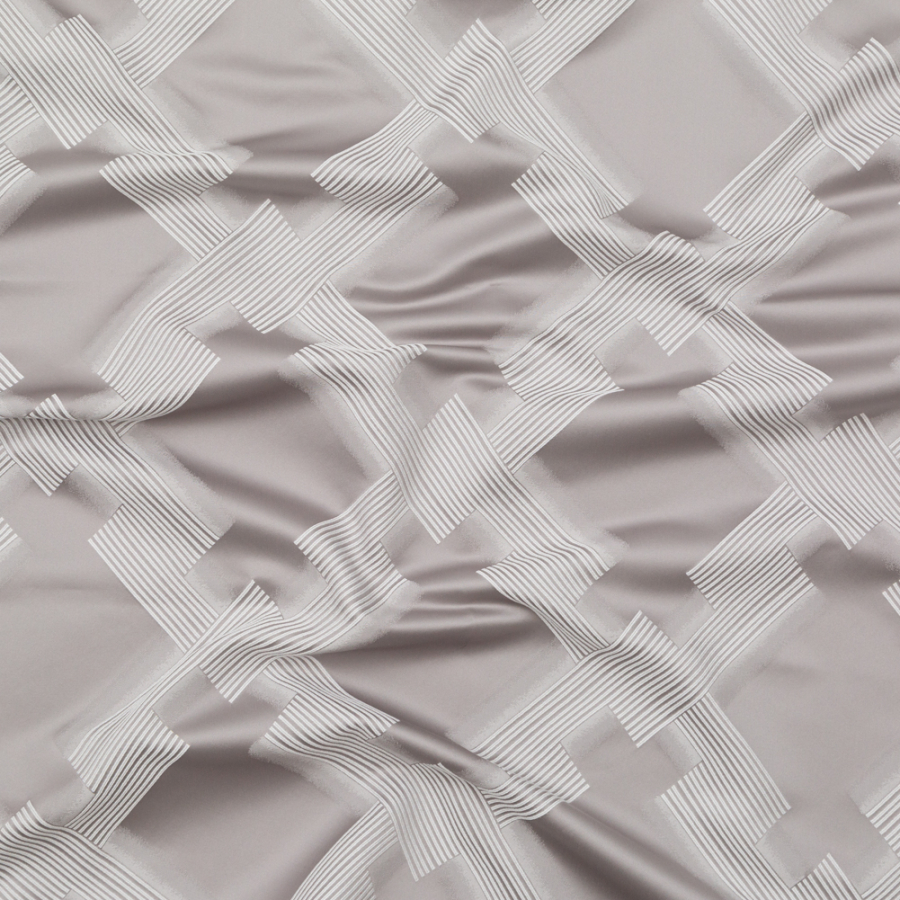 British Imported Fog Satin-Faced Geometric Jacquard | Mood Fabrics