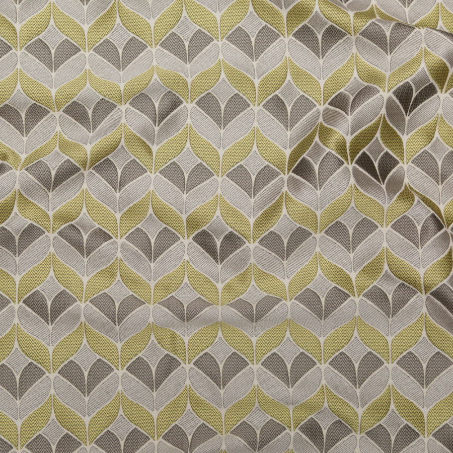 British Imported Zest Tri-Colored Geometric Petals Jacquard | Mood Fabrics