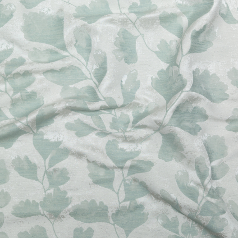 British Imported Celadon Leafy Jacquard | Mood Fabrics