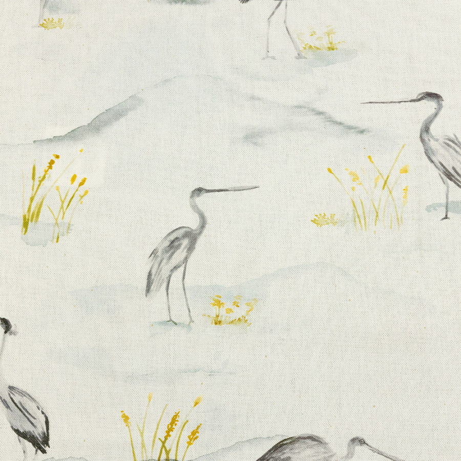 British Imported Stone Watercolor Storks Printed Cotton Canvas | Mood Fabrics