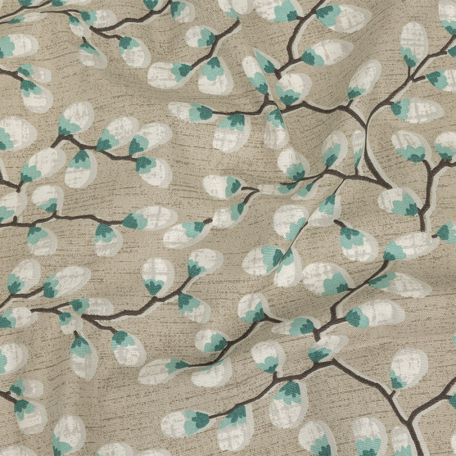 British Imported Seafoam Prairie Willows Printed Cotton Canvas | Mood Fabrics