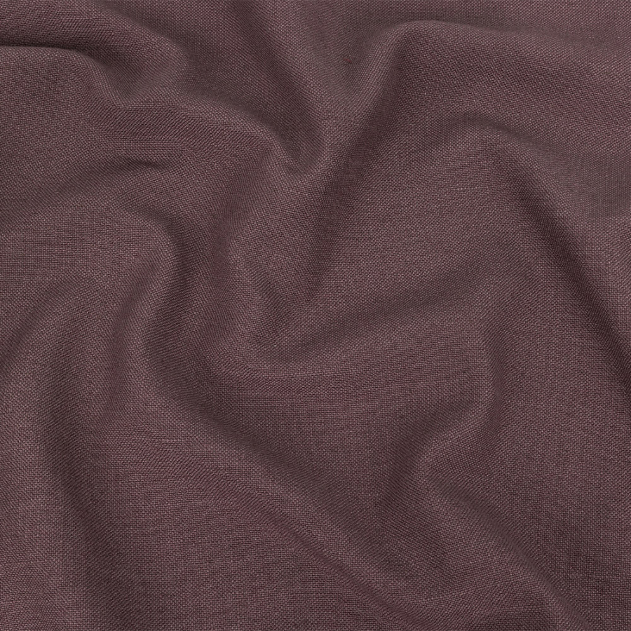 British Imported Aubergine Polyester, Viscose and Linen Woven | Mood Fabrics