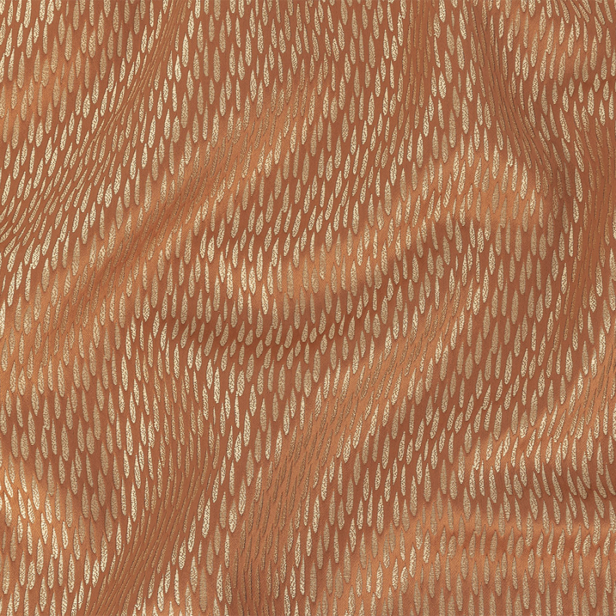 British Imported Luminous Coral Geometric Drapery Jacquard | Mood Fabrics