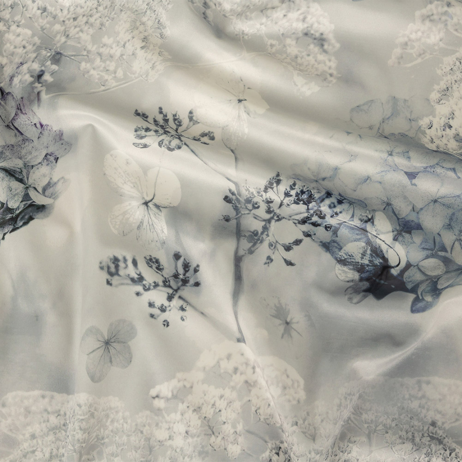 British Imported Sky Floral Polyester Knit Microvelvet | Mood Fabrics
