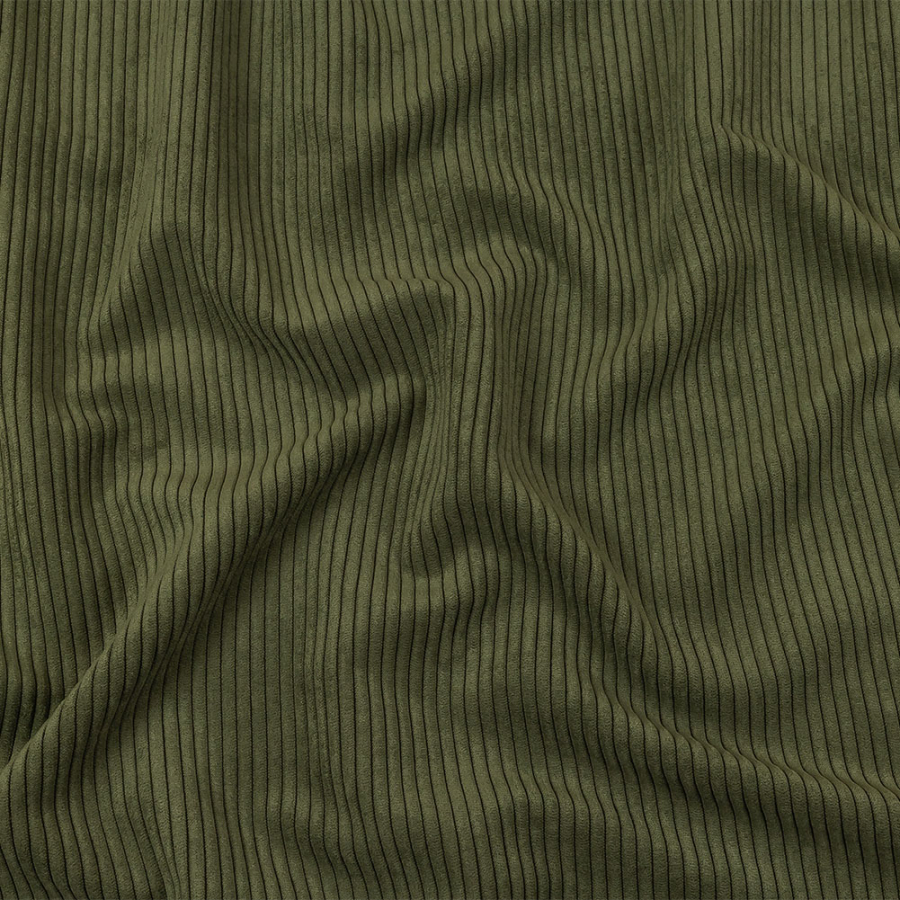 British Imported Fern Plush Ribbed Velvet | Mood Fabrics