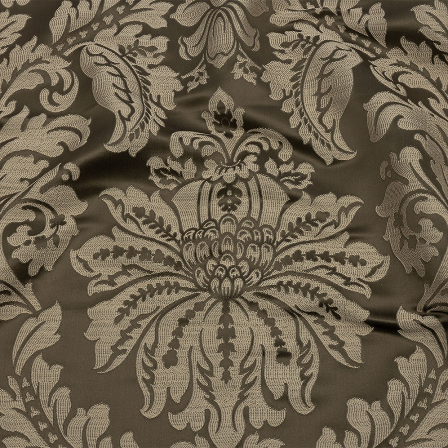 British Imported Fawn Ornate Leaves Drapery Jacquard | Mood Fabrics