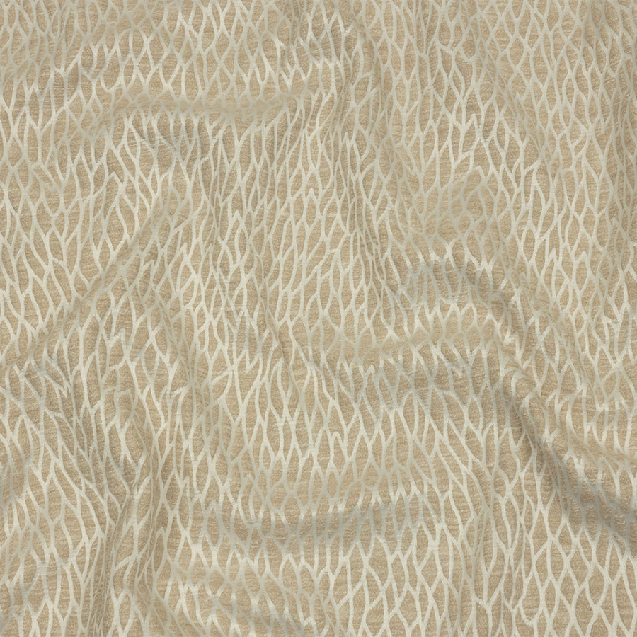British Imported Champagne Stepping Stones Recycled Polyester Drapery Jacquard | Mood Fabrics