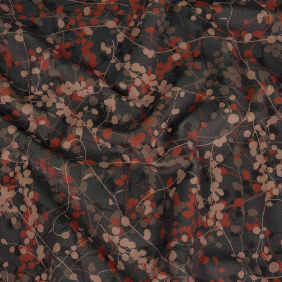 British Imported Mole Berry Vines Printed Polyester Velvet | Mood Fabrics