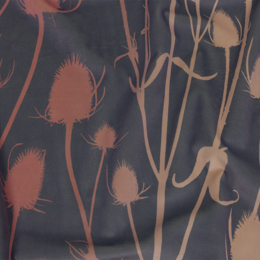 British Imported Shell Thistle Stems Polyester Velvet | Mood Fabrics