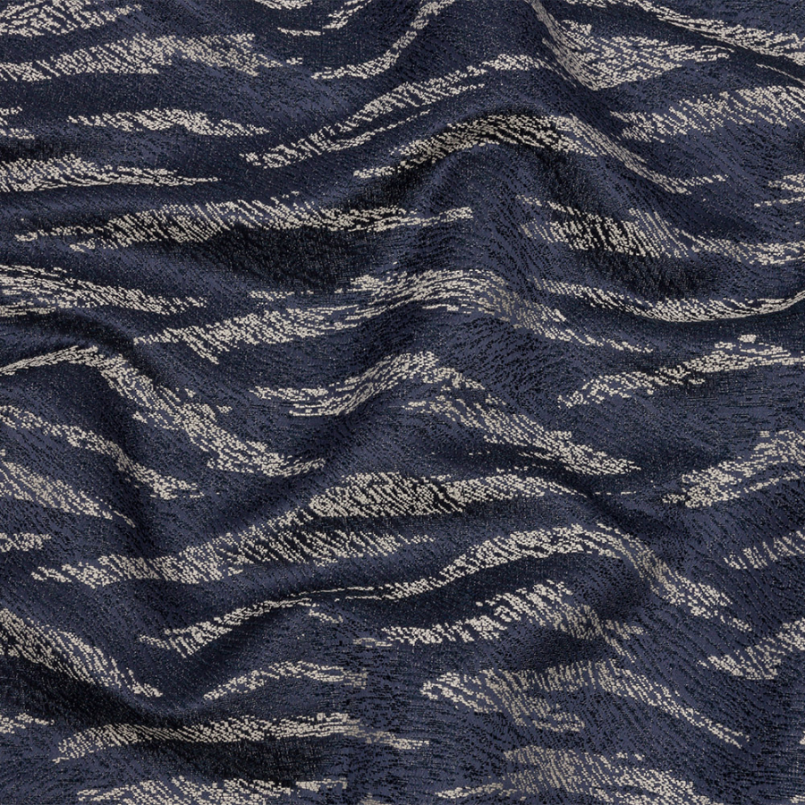 British Imported Midnight Tiger Stripes Drapery Jacquard | Mood Fabrics