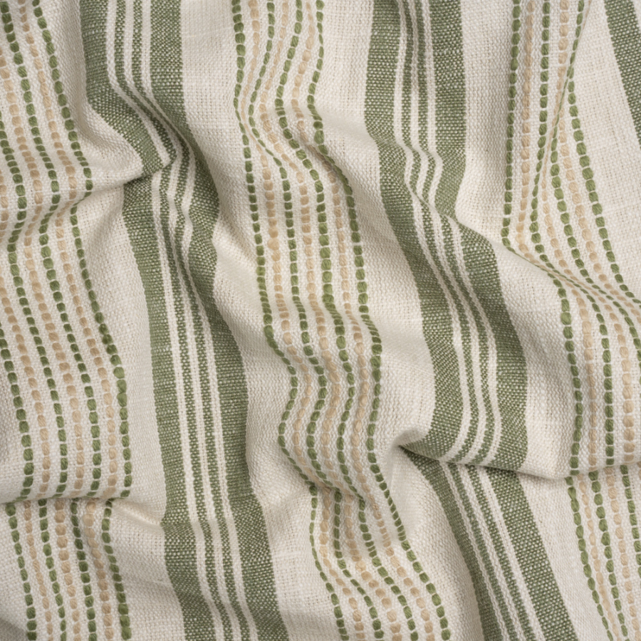 British Imported Sage Tactile Stripes Cotton and Polyester Woven | Mood Fabrics