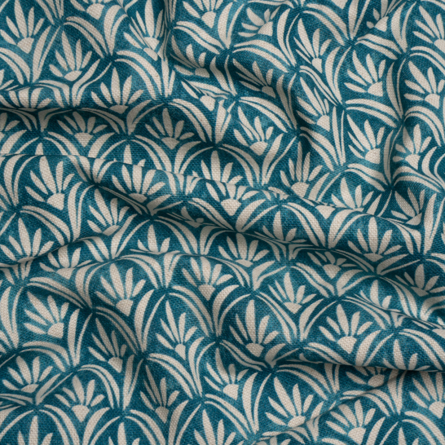 British Imported Ocean Floral Arches Printed Cotton and Linen Canvas | Mood Fabrics