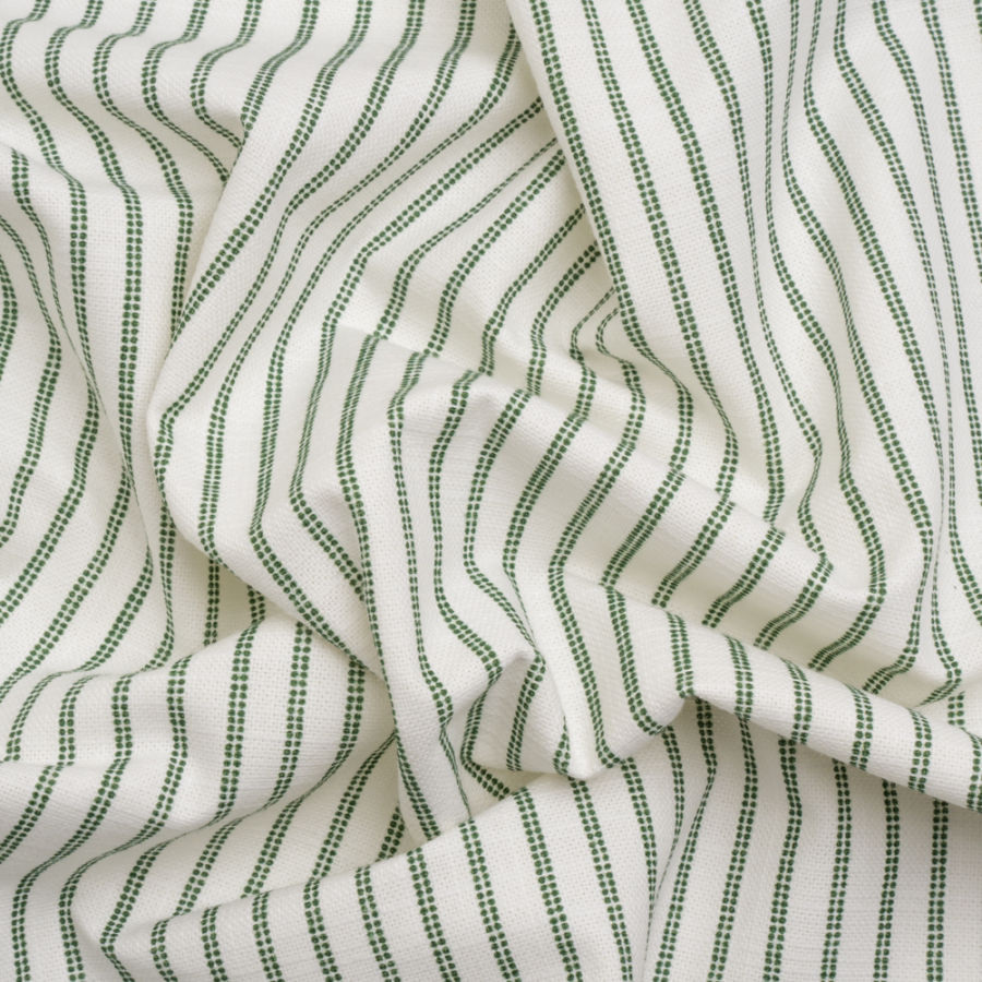 British Imported Bottle Green Candy Striped Printed Slubbed Cotton Canvas | Mood Fabrics