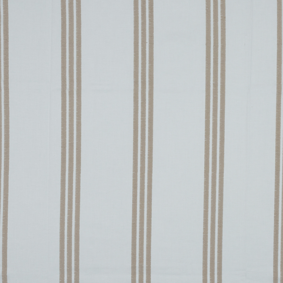 British Taupe Embroidered Stripes on a Cotton Woven | Mood Fabrics