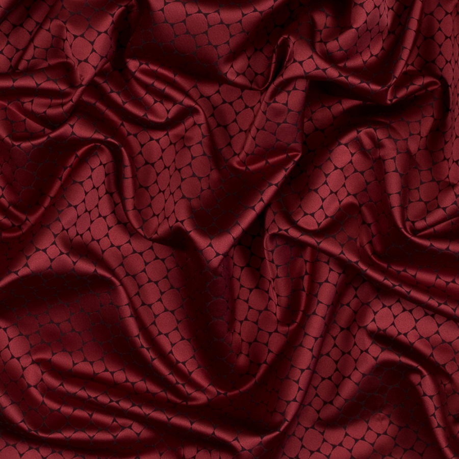British Scarlet Geometric Satin-Faced Jacquard | Mood Fabrics