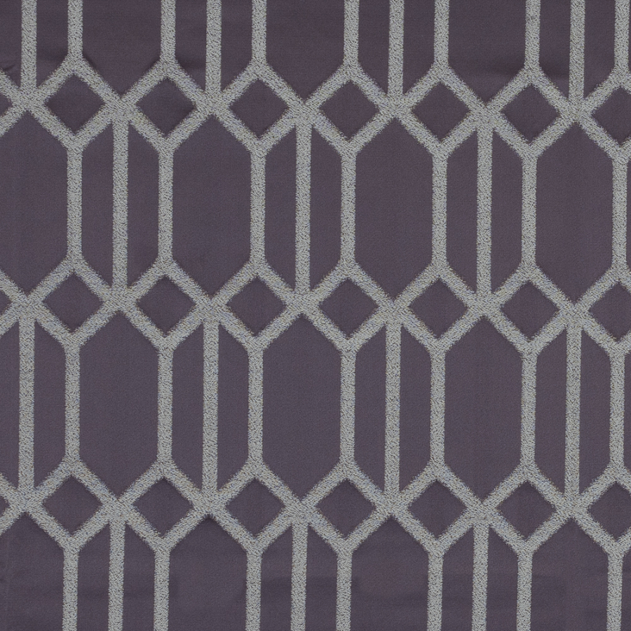 British Mauve Satin-Faced Woven with Raised Geometric Design | Mood Fabrics