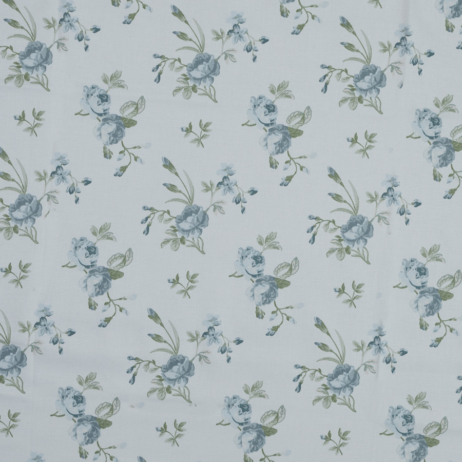 British Forget Me Not Floral Printed Cotton Sateen | Mood Fabrics