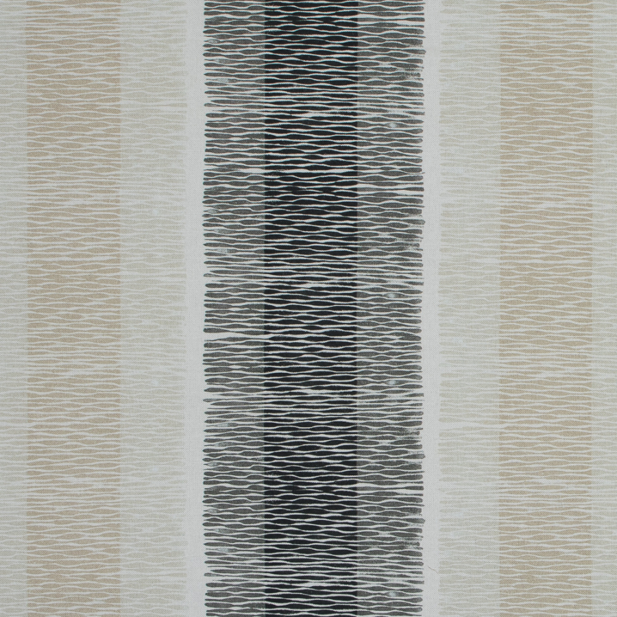 British Natural Geometric Striped Printed Cotton Canvas | Mood Fabrics