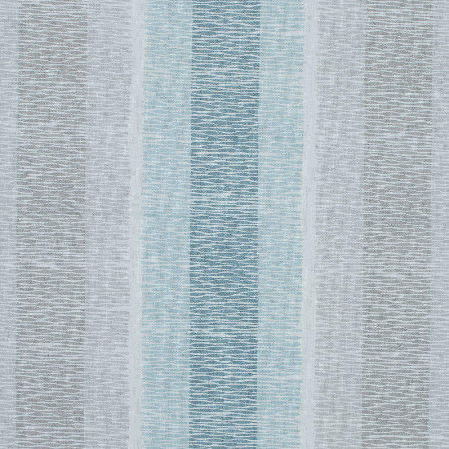 British Duckegg Geometric Striped Printed Cotton Canvas | Mood Fabrics