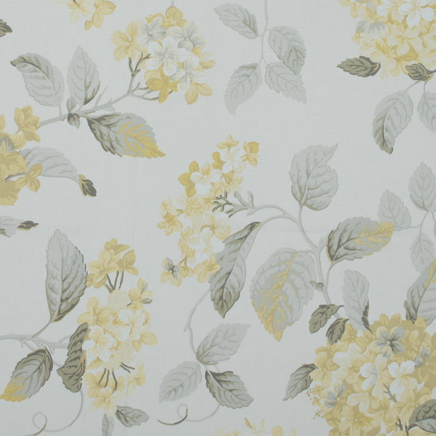 British Lemon Floral Printed Cotton Canvas | Mood Fabrics