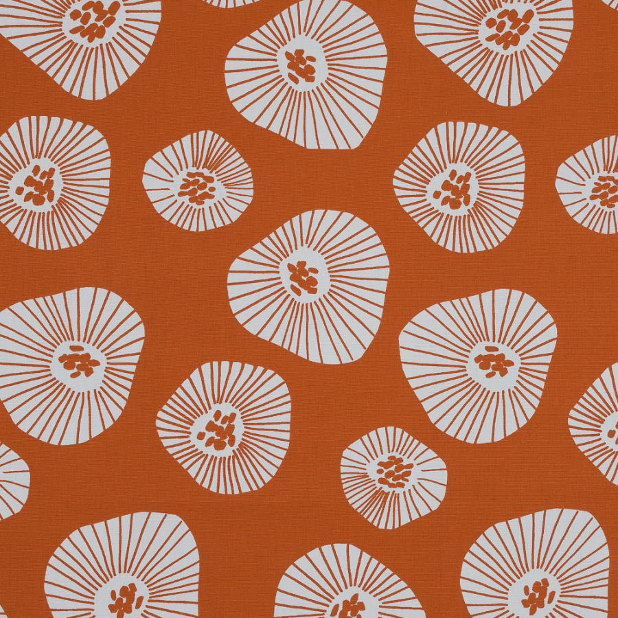 British Orange Floral Printed Cotton Canvas | Mood Fabrics