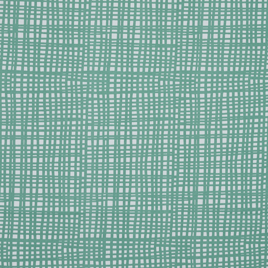 British Aqua Grid Printed Cotton Canvas | Mood Fabrics