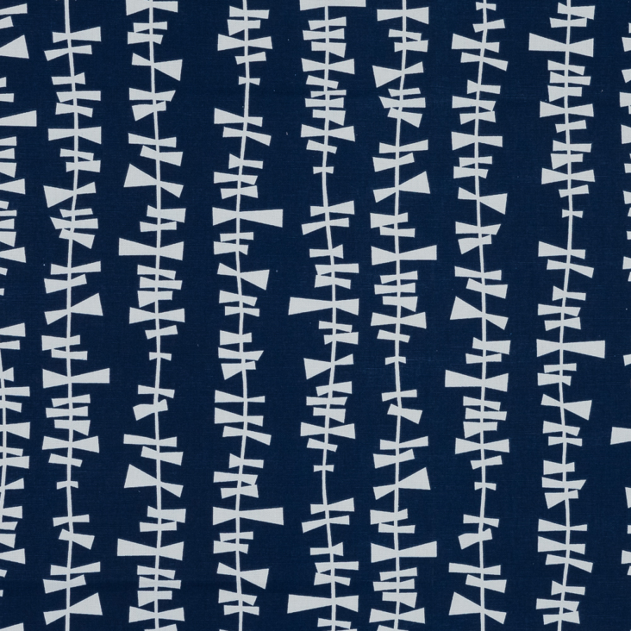 British Indigo Abstract Clothes Line Printed Cotton Canvas | Mood Fabrics