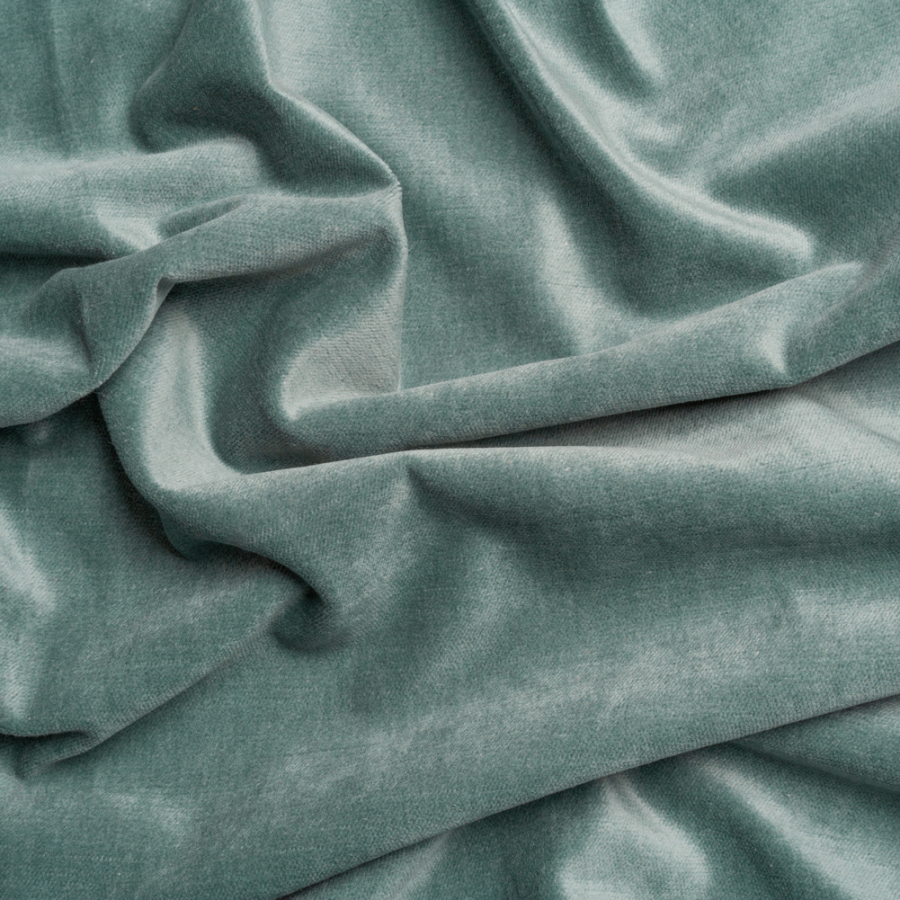 Corry Seaglass Polyester and Cotton Upholstery Velvet | Mood Fabrics