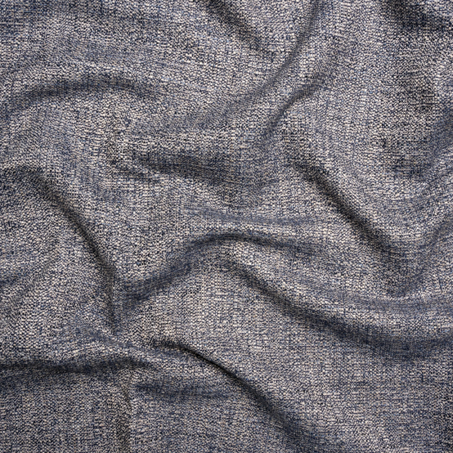 Heath Indigo Tweed Upholstery Woven with Latex Backing | Mood Fabrics