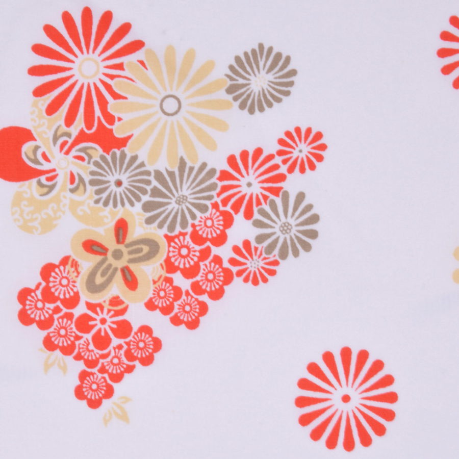 White/Bright Red/Light Beige/S Multicolor Floral Cotton Print | Mood Fabrics