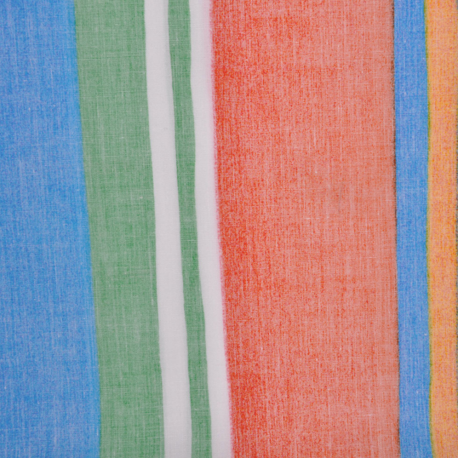 Kelly/Sunshine/Coral/White/Sky Multicolor Bold Stripes Cotton Woven | Mood Fabrics