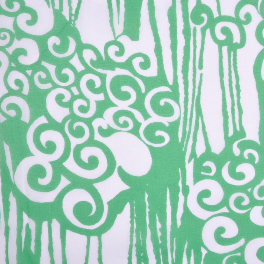 White/Pastel Green Swirls Cotton Voile | Mood Fabrics