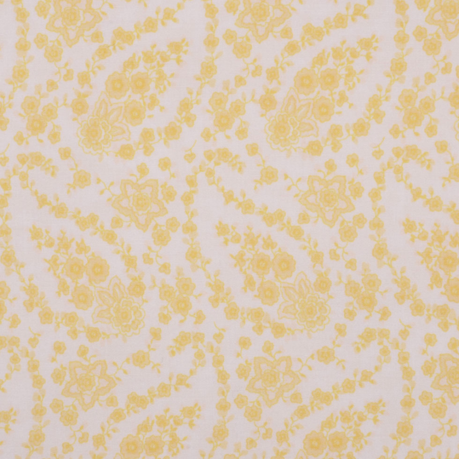 White/Pastel Yellow Stretch Cotton Poplin | Mood Fabrics