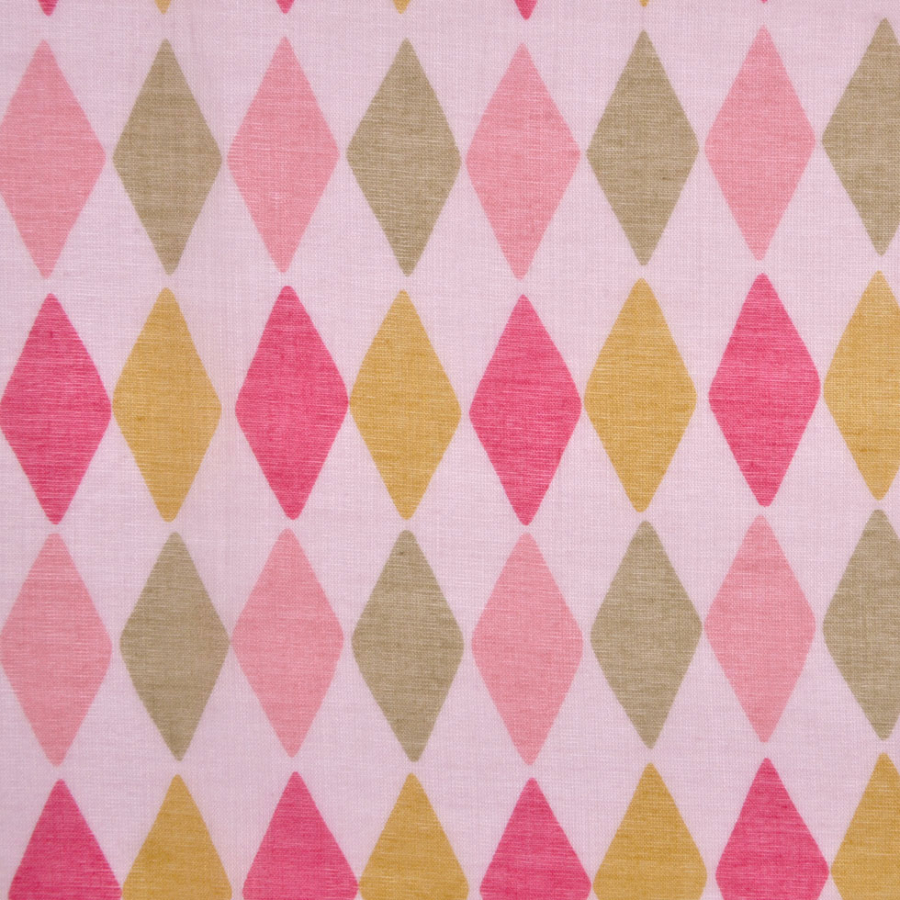 Pink and Green Diamond-Print Cotton Batiste | Mood Fabrics