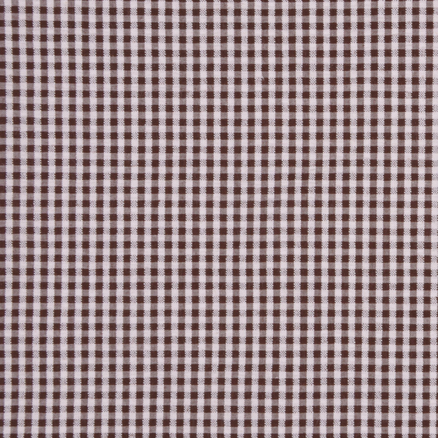 Dark Brown and Ivory Checked Seersucker | Mood Fabrics
