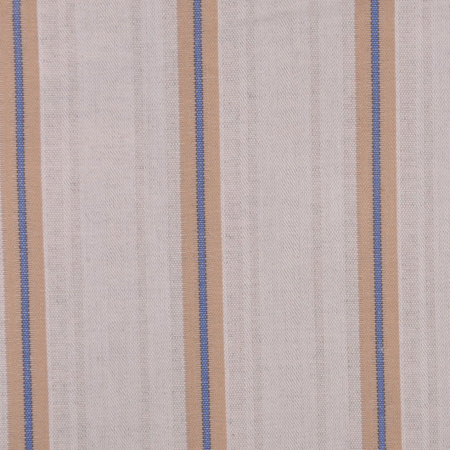 Italian Oatmeal Striped Cotton Suiting | Mood Fabrics