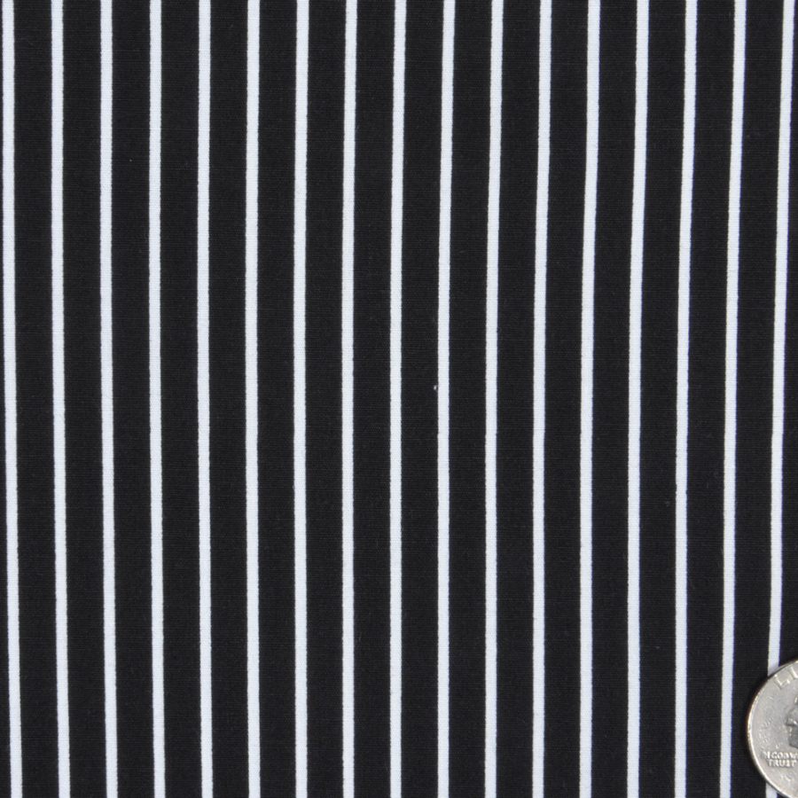 Black and White Banker-Stripe Cotton Shirting | Mood Fabrics