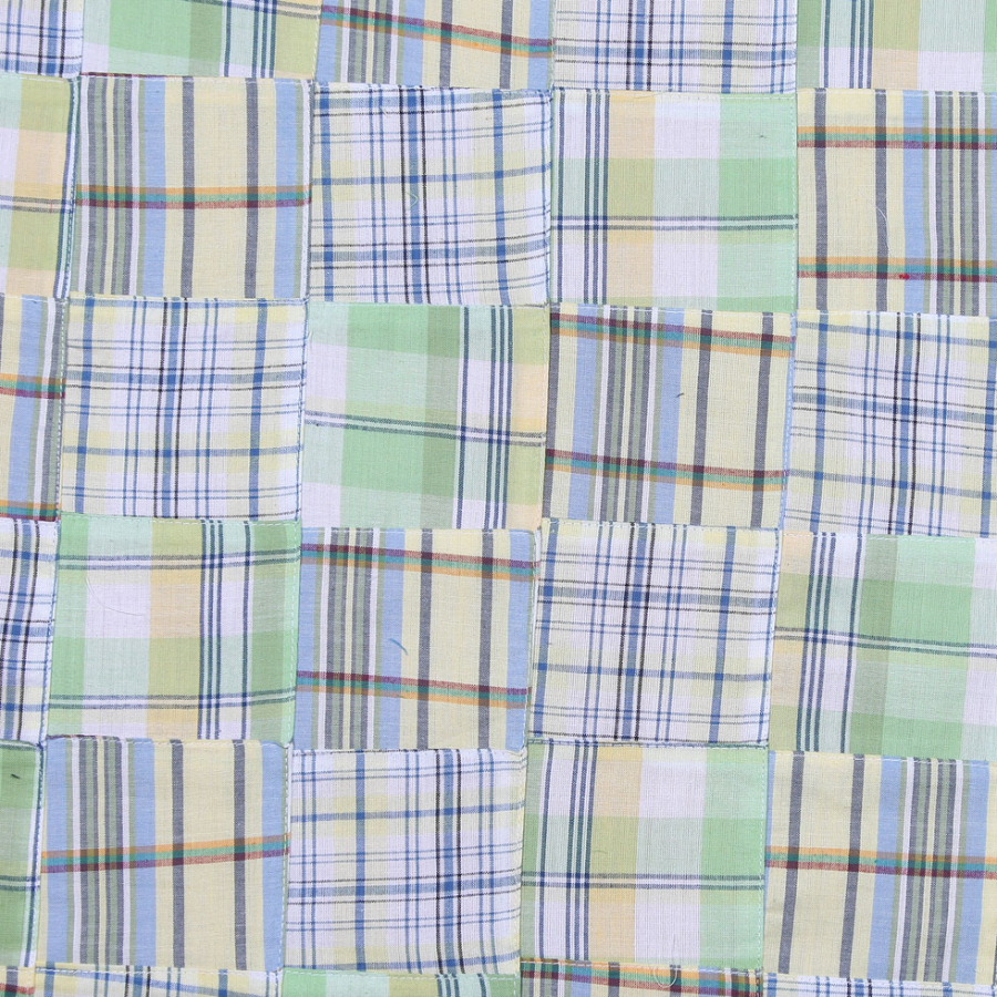 Yellow & Green Multi-Colored Patchwork Cotton Madras | Mood Fabrics
