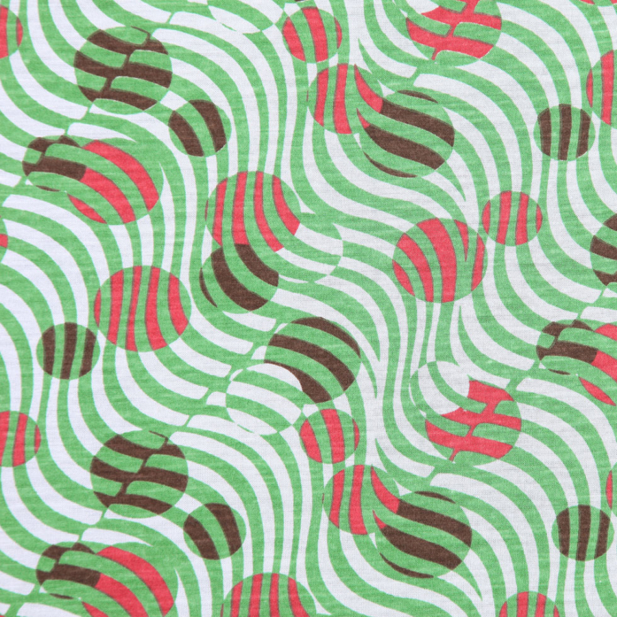 Green and Red Geometric-Print Cotton Jersey | Mood Fabrics