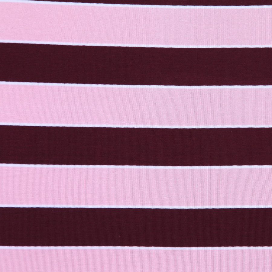 Pink and Burgndy Striped Cotton Jersey | Mood Fabrics