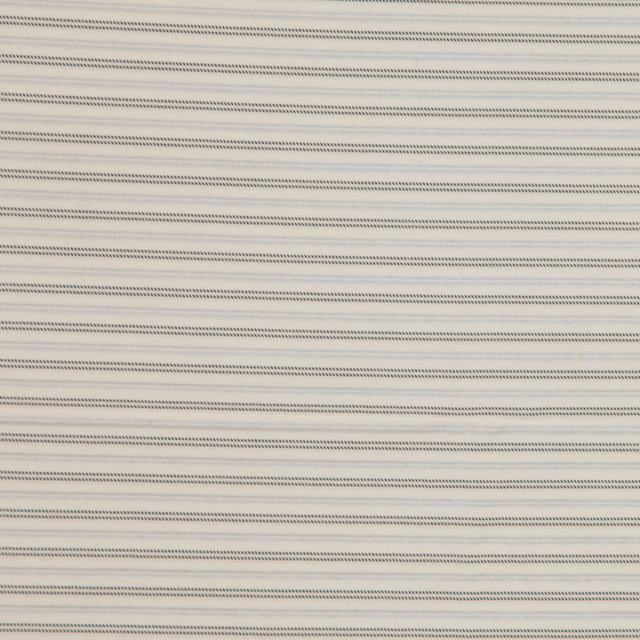 Italian Sandshell and Black Striped Cotton Dobby Jacquard | Mood Fabrics