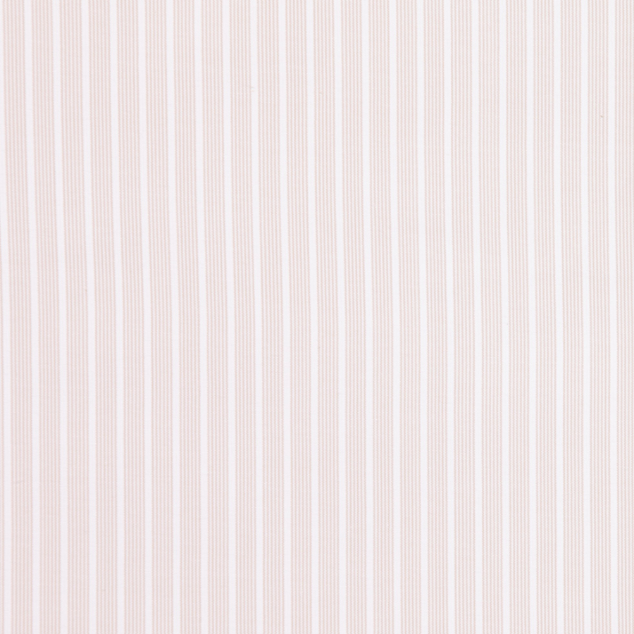 Italian Beige and White Striped Cotton Shirting | Mood Fabrics