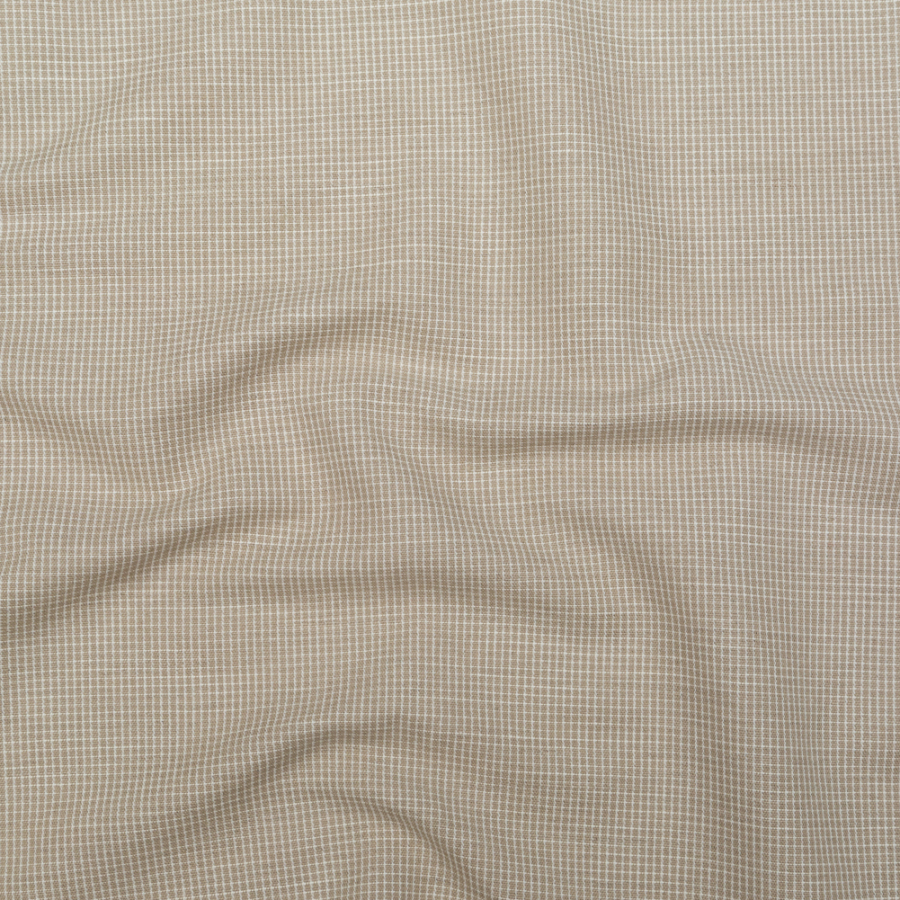 Beige and White Checkered Linen and Cotton Woven | Mood Fabrics