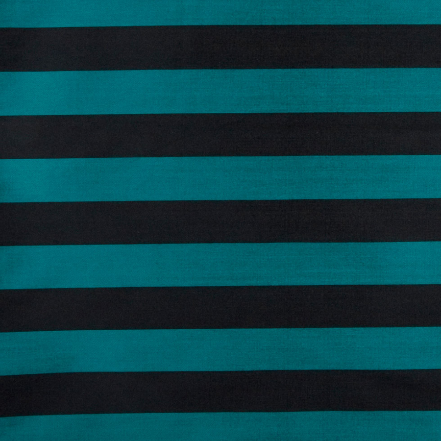 Black/Emerald Awning Striped Polyester Taffeta | Mood Fabrics