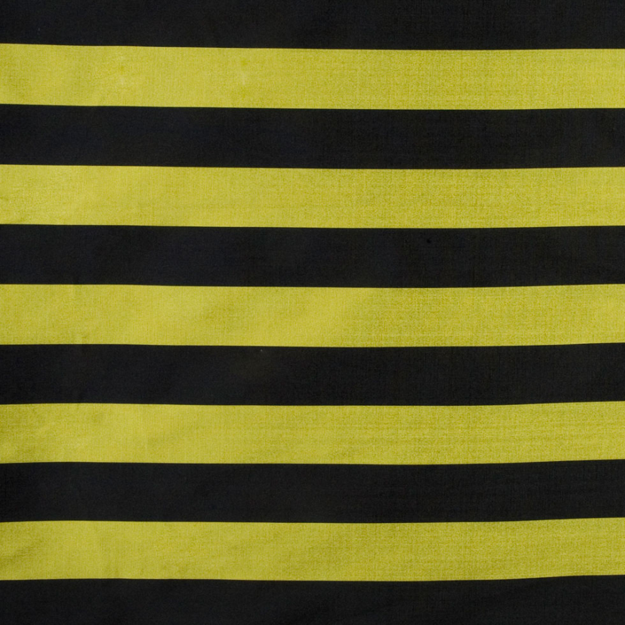 Black/Chartreuse Awning Striped Polyester Taffeta | Mood Fabrics