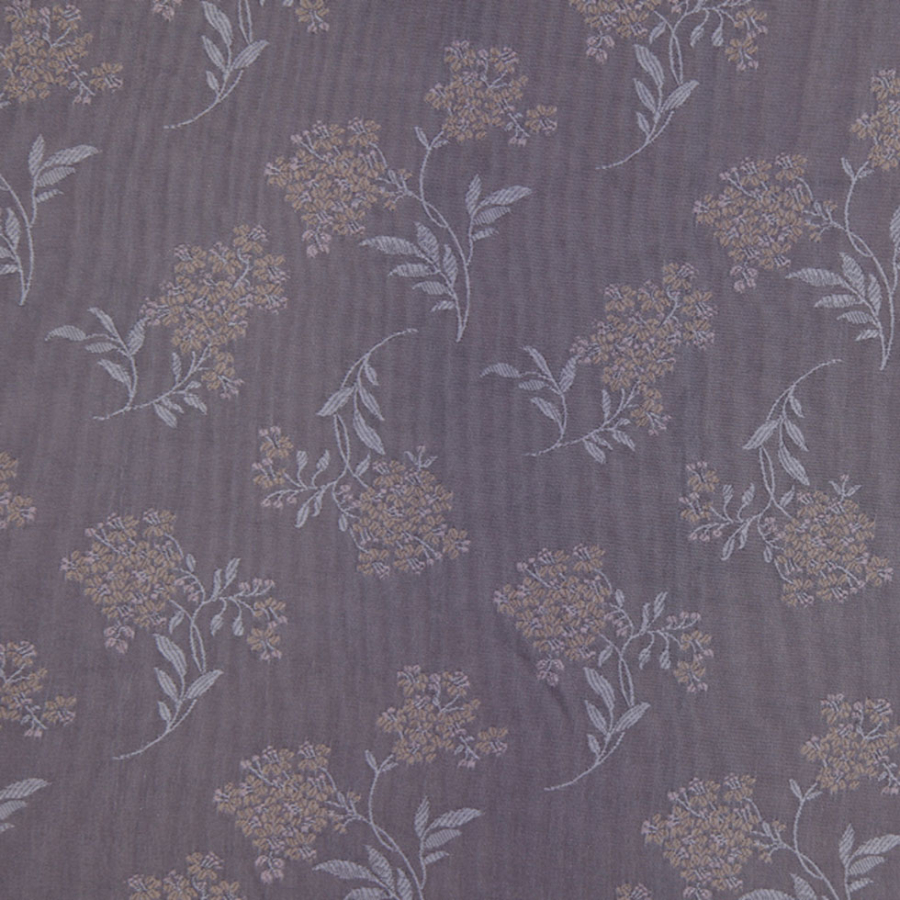 Chinois Ivory and Taupe Floral Poly Brocade | Mood Fabrics