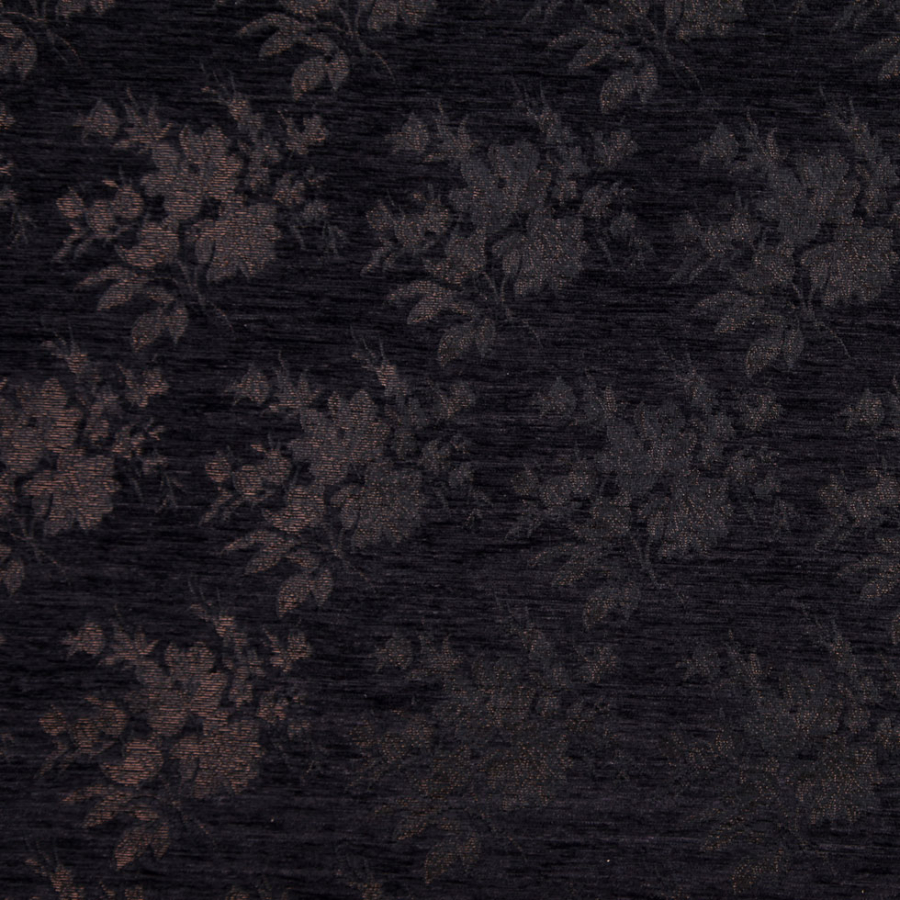 Italian Black and Brown Floral Rayon Chenille | Mood Fabrics